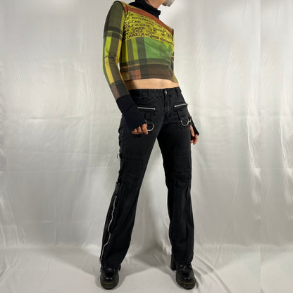Y2K Cop Copine Graphic Cyber Rave Techwear Longsleeve Menu Print Abstract Multicolor High Neck Fleece Top
