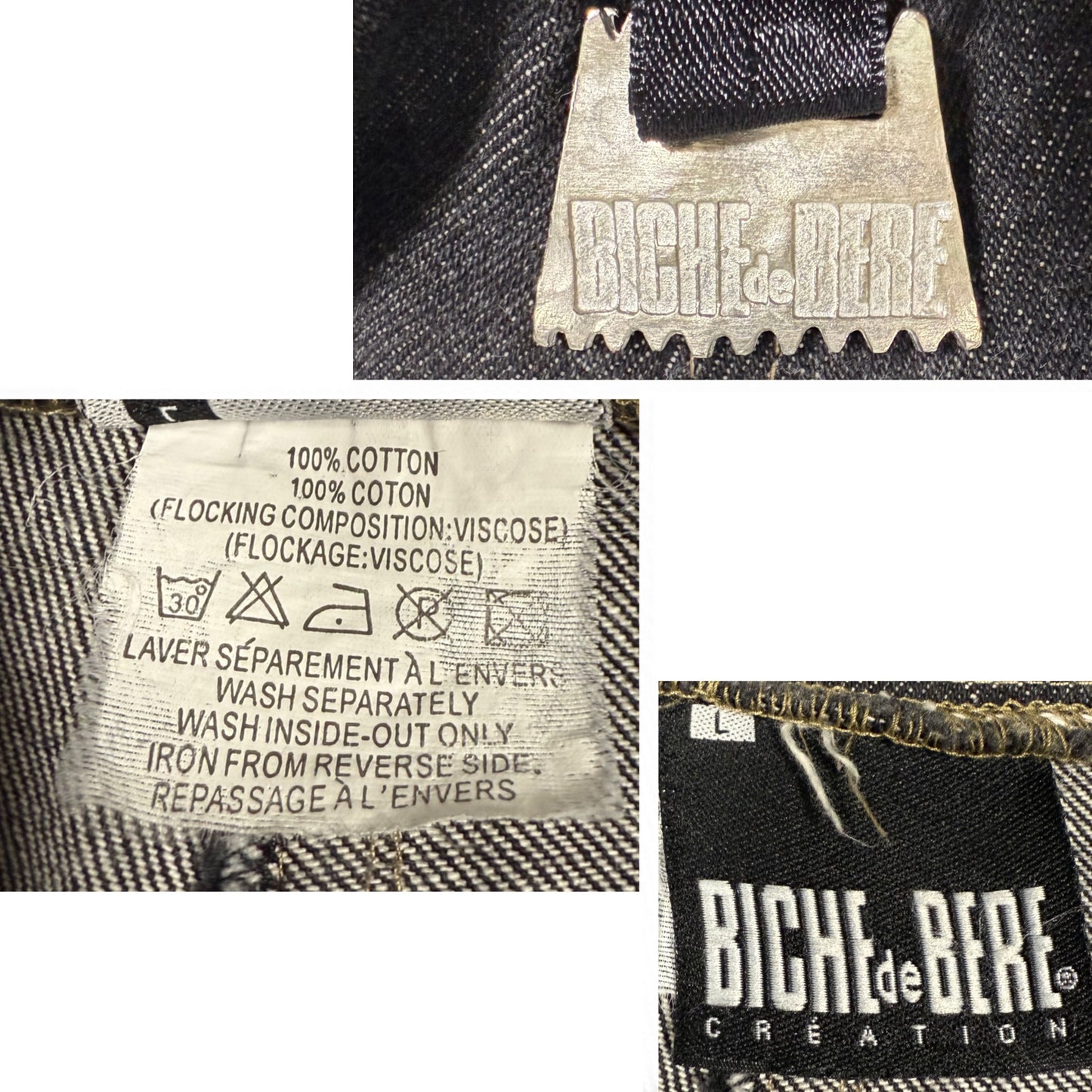 Y2K Biche de Bere Wide Leg Jeans Denim Cargo Pants Low Waisted Techwear Cyber Utility Pants