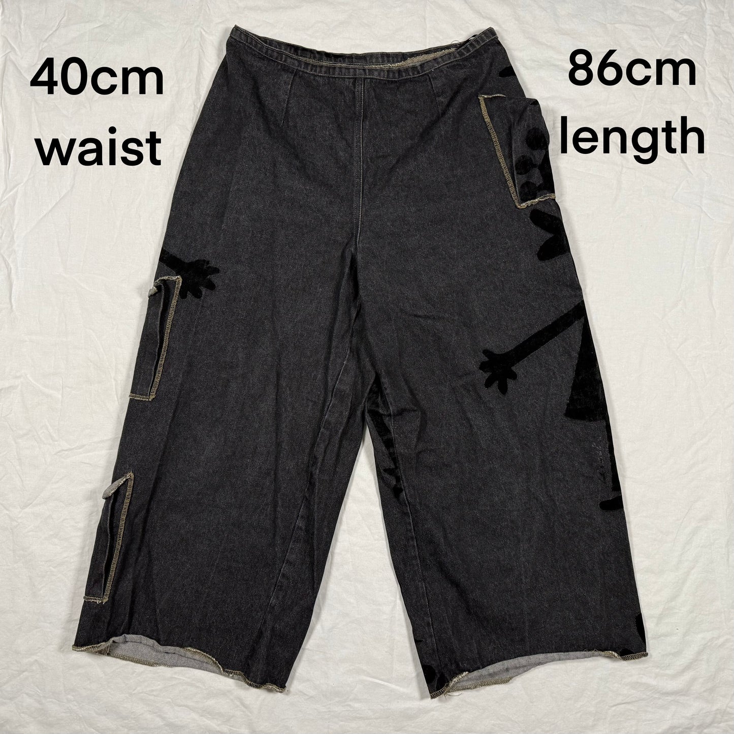 Y2K Biche de Bere Wide Leg Jeans Denim Cargo Pants Low Waisted Techwear Cyber Utility Pants