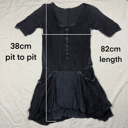 Marithe Francois Girbaud Y2K Whimsigoth Dress Fairy Grunge Deconstructed Apocalyptic Gathered Ruffle Dress Tiered Bubble Skirt