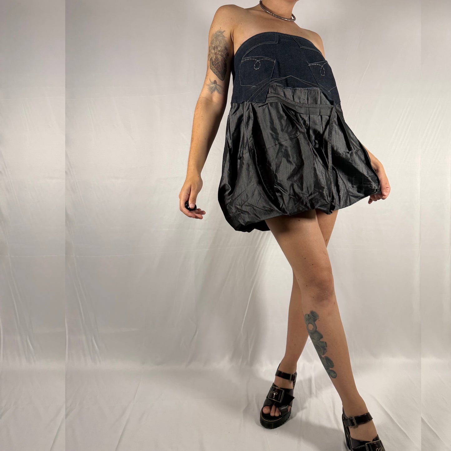 Y2K Vintage Marithé + François Girbaud Deconstructed Star Bubble Skirt / Strapless Mini Dress