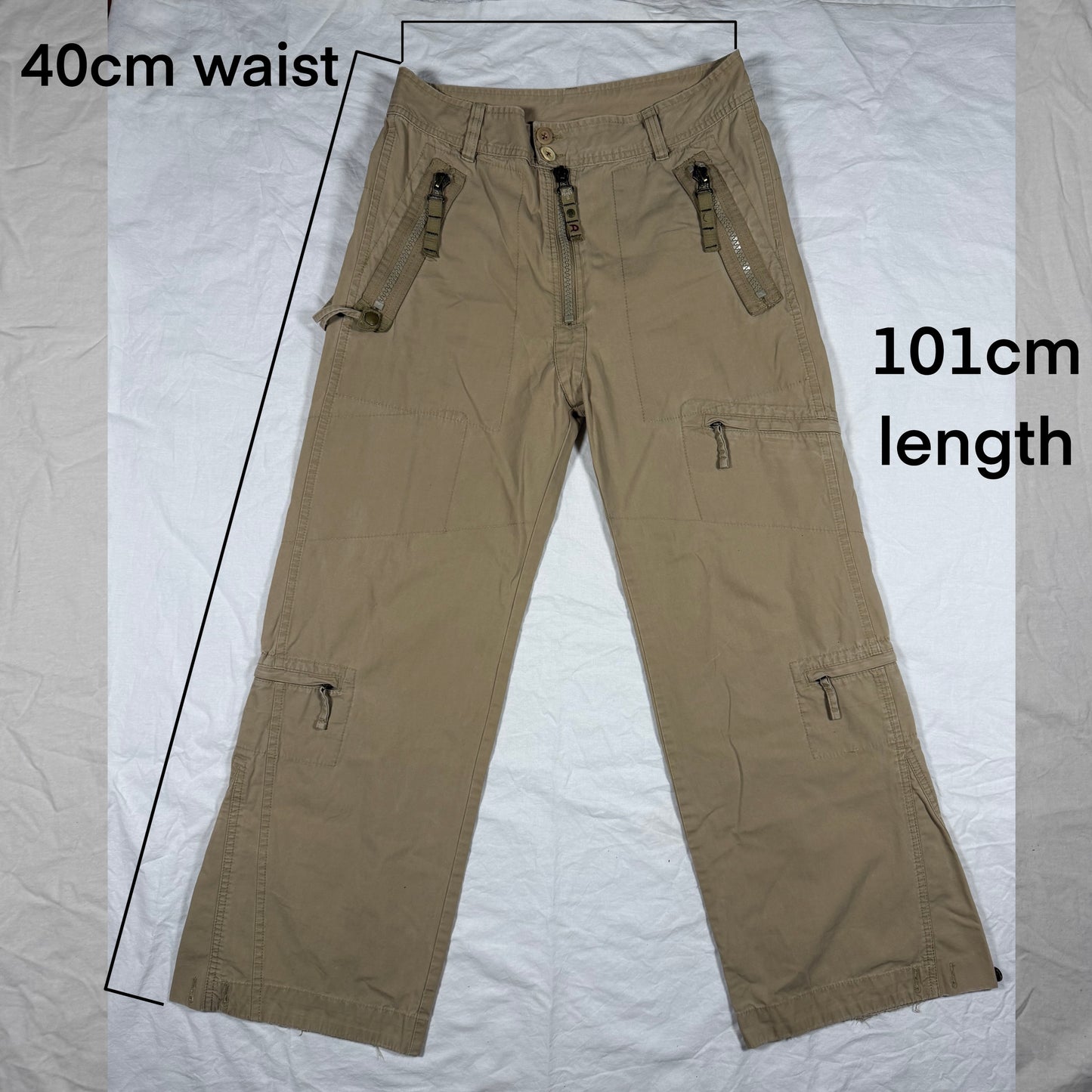 Vintage Diesel Cargo Pants Y2K Gorpcore Techwear Utility Low Rise Straight Leg Wide Neutral Workwear Pants
