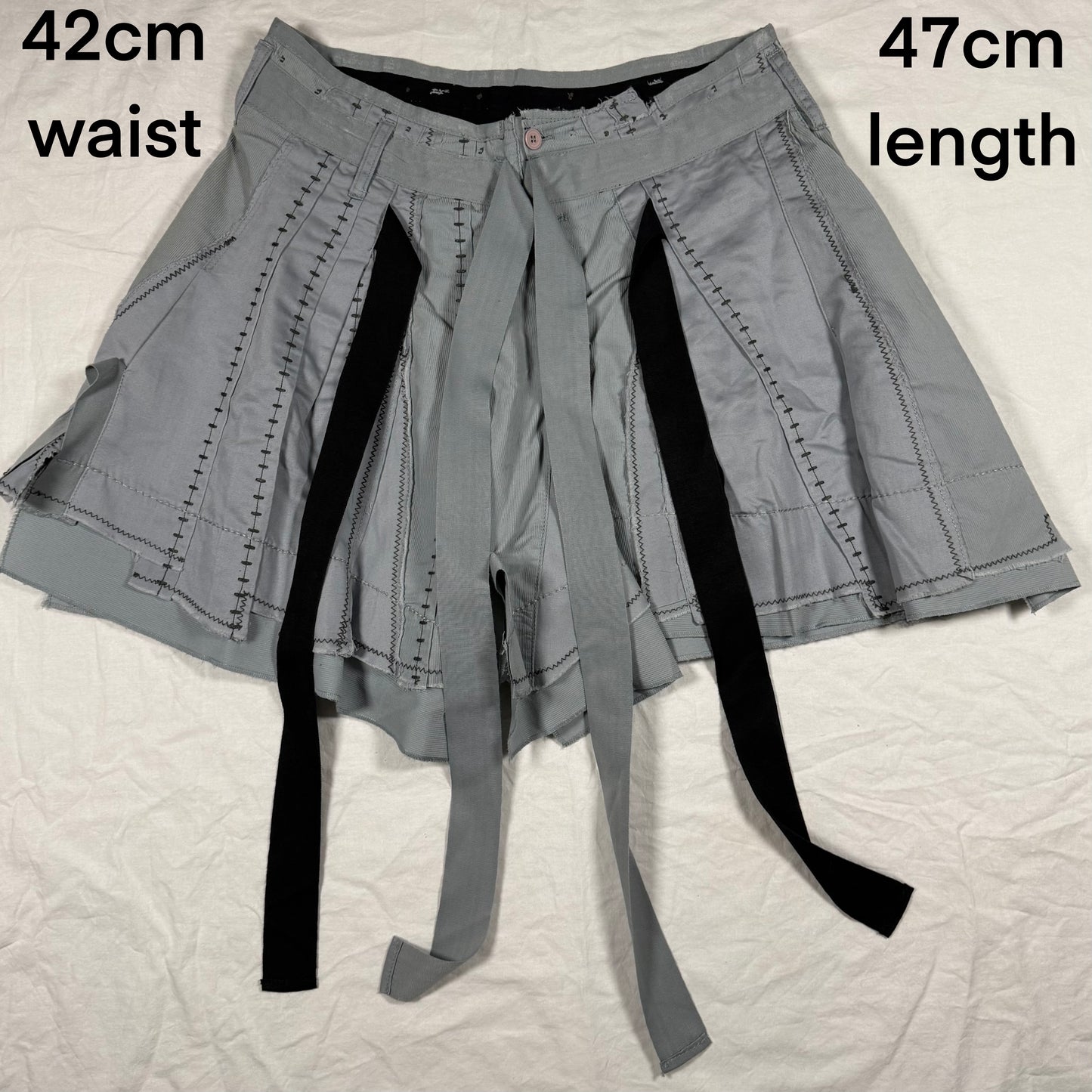 Marithe Francois Girbaud Deconstructed Skirt Y2K Apocalypse Gorpcore Whimsigoth Contrast Stitch Patchwork Asymmetrical Layered Ruffle Runway Skirt