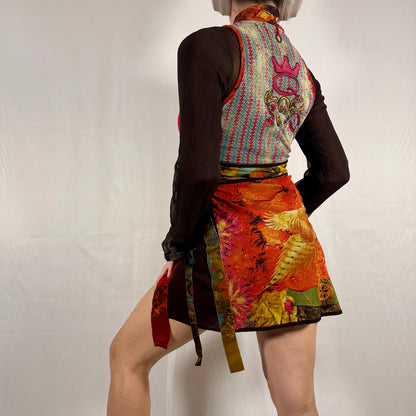 Y2K Save the Queen Layered Mesh Tunic Top - Graphic Print