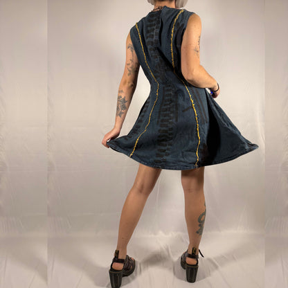 Y2K Vintage Biche de Bère Structured Hoop Skirt Denim Dress – sculptural dress