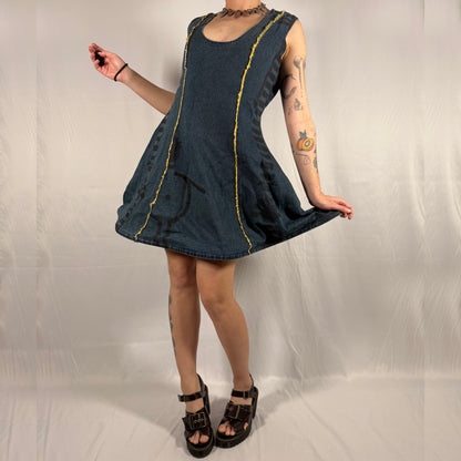 Y2K Vintage Biche de Bère Structured Hoop Skirt Denim Dress – sculptural dress