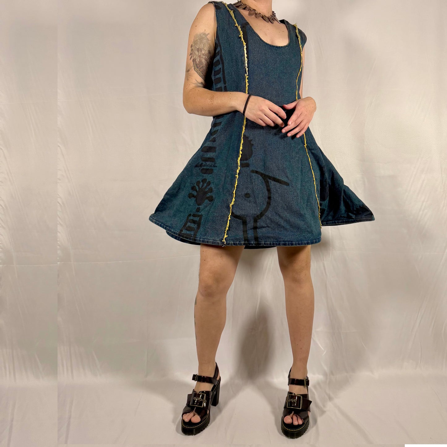 Y2K Vintage Biche de Bère Structured Hoop Skirt Denim Dress – sculptural dress