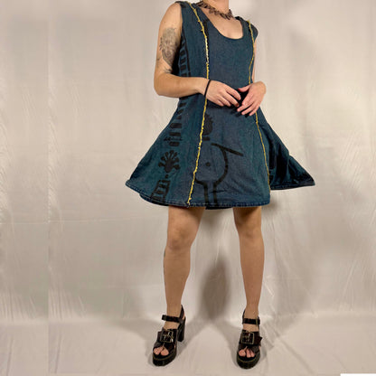 Y2K Vintage Biche de Bère Structured Hoop Skirt Denim Dress – sculptural dress