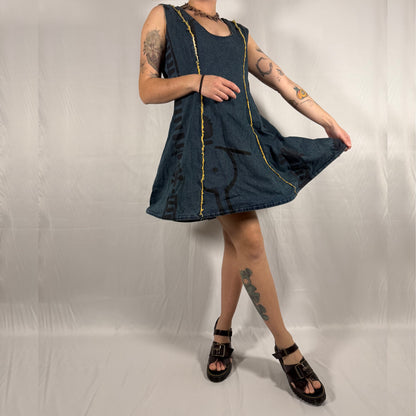 Y2K Vintage Biche de Bère Structured Hoop Skirt Denim Dress – sculptural dress