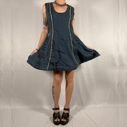 Y2K Vintage Biche de Bère Structured Hoop Skirt Denim Dress – sculptural dress