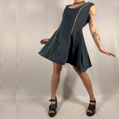 Y2K Vintage Biche de Bère Structured Hoop Skirt Denim Dress – sculptural dress