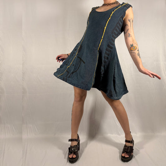 Y2K Vintage Biche de Bère Structured Hoop Skirt Denim Dress – sculptural dress