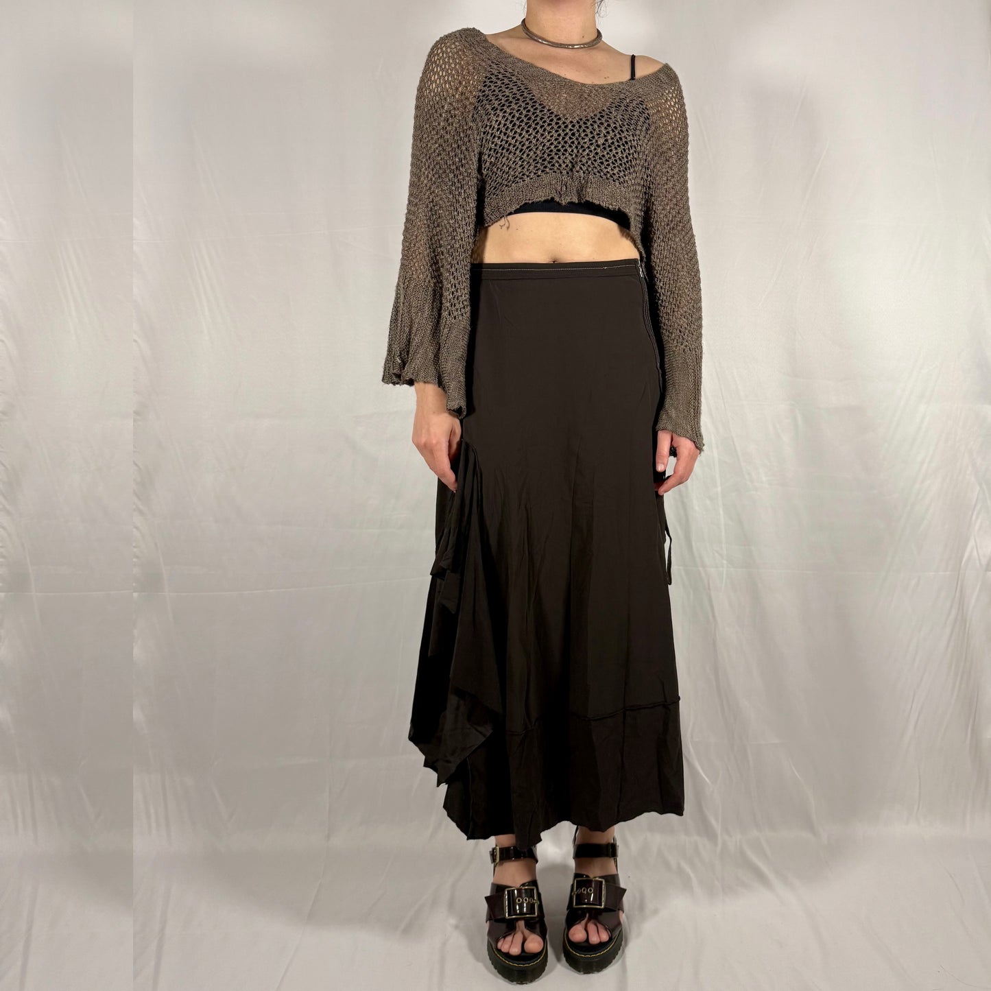 Y2K Vintage Marithé + François Girbaud Deconstructed Ruffle Wrap Skirt – Asymmetrical, Draped