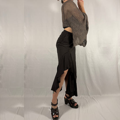 Y2K Vintage Marithé + François Girbaud Deconstructed Ruffle Wrap Skirt – Asymmetrical, Draped