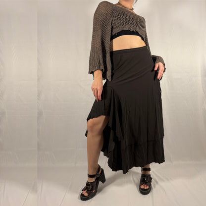 Y2K Vintage Marithé + François Girbaud Deconstructed Ruffle Wrap Skirt – Asymmetrical, Draped