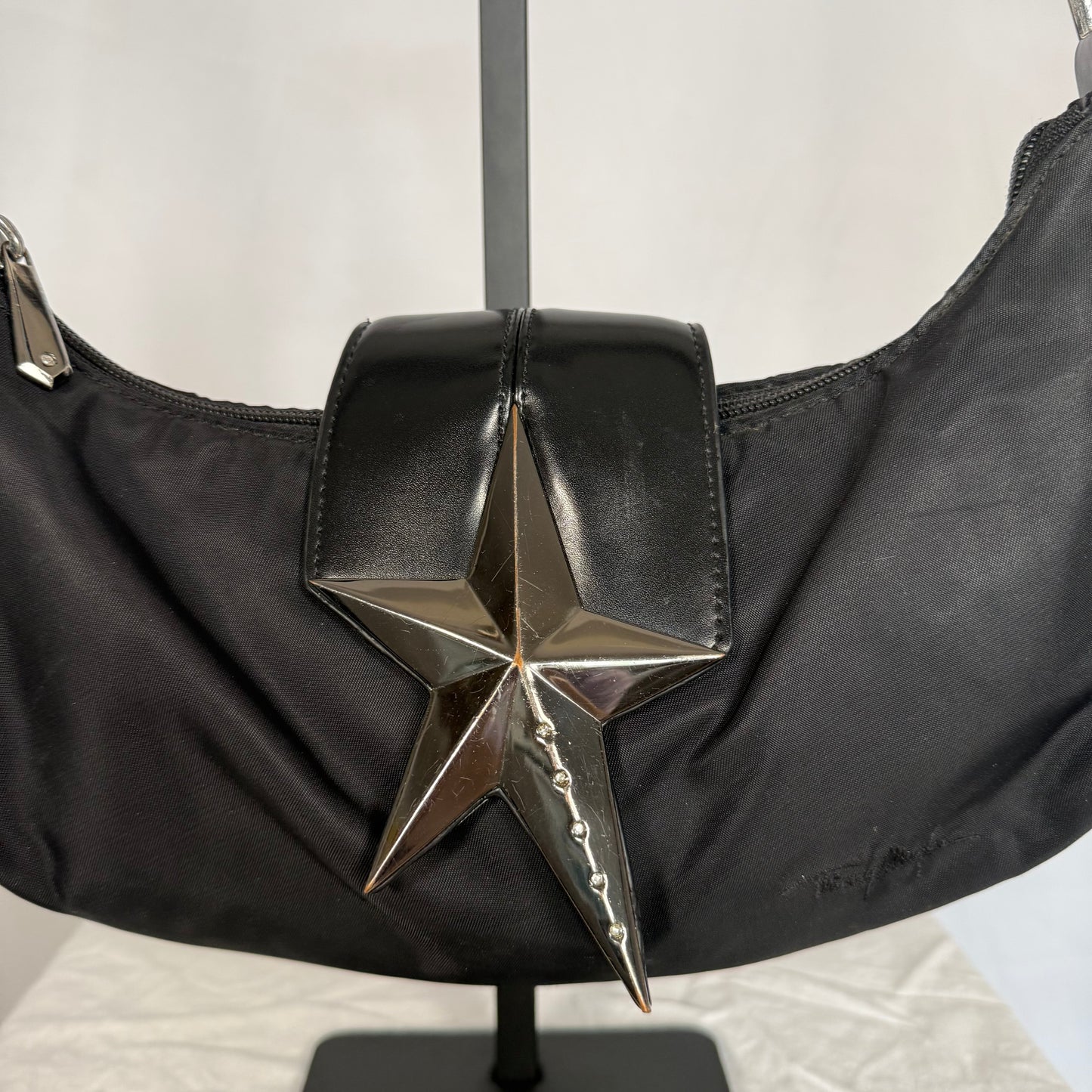 Y2K Vintage Thierry Mugler Star Baguette Bag – Nylon and patent leather Zenith bag