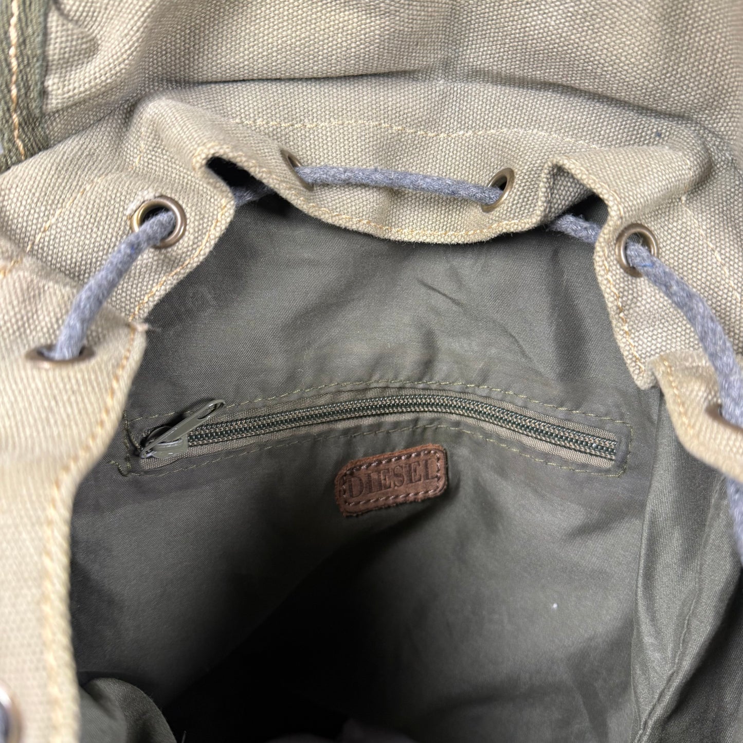 Y2K Vintage Diesel Distressed Canvas Backpack – Slouchy Cargo Rucksack
