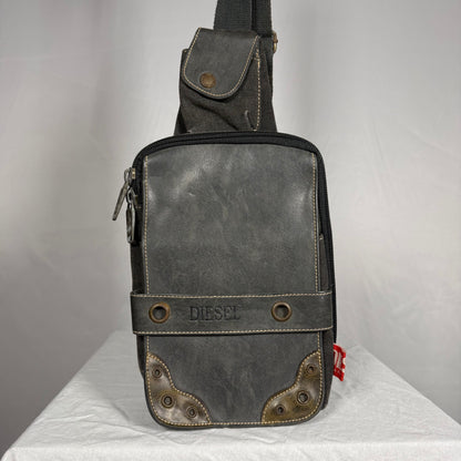 Vintage Diesel Sling Bag Y2K Canvas & Leather Utility Crossbody