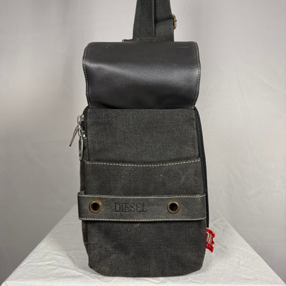 Vintage Diesel Sling Bag Y2K Canvas & Leather Utility Crossbody