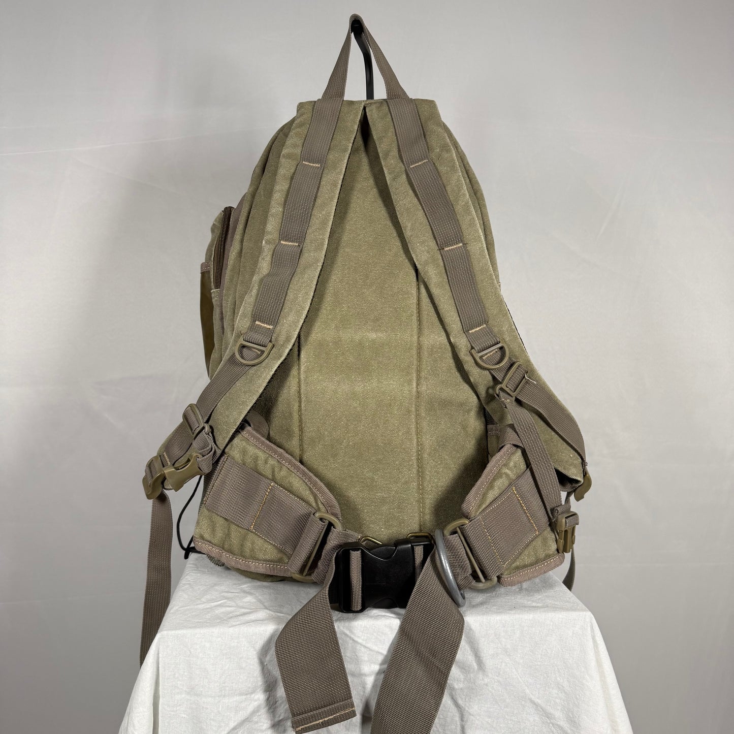 Y2K Vintage Diesel Utility Cargo Backpack – Canvas & Leather Multi Pocket Bag