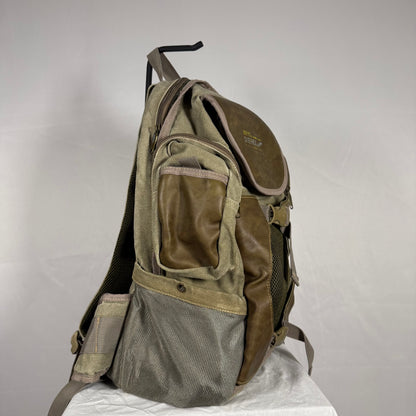 Y2K Vintage Diesel Utility Cargo Backpack – Canvas & Leather Multi Pocket Bag