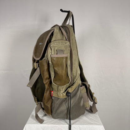 Y2K Vintage Diesel Utility Cargo Backpack – Canvas & Leather Multi Pocket Bag