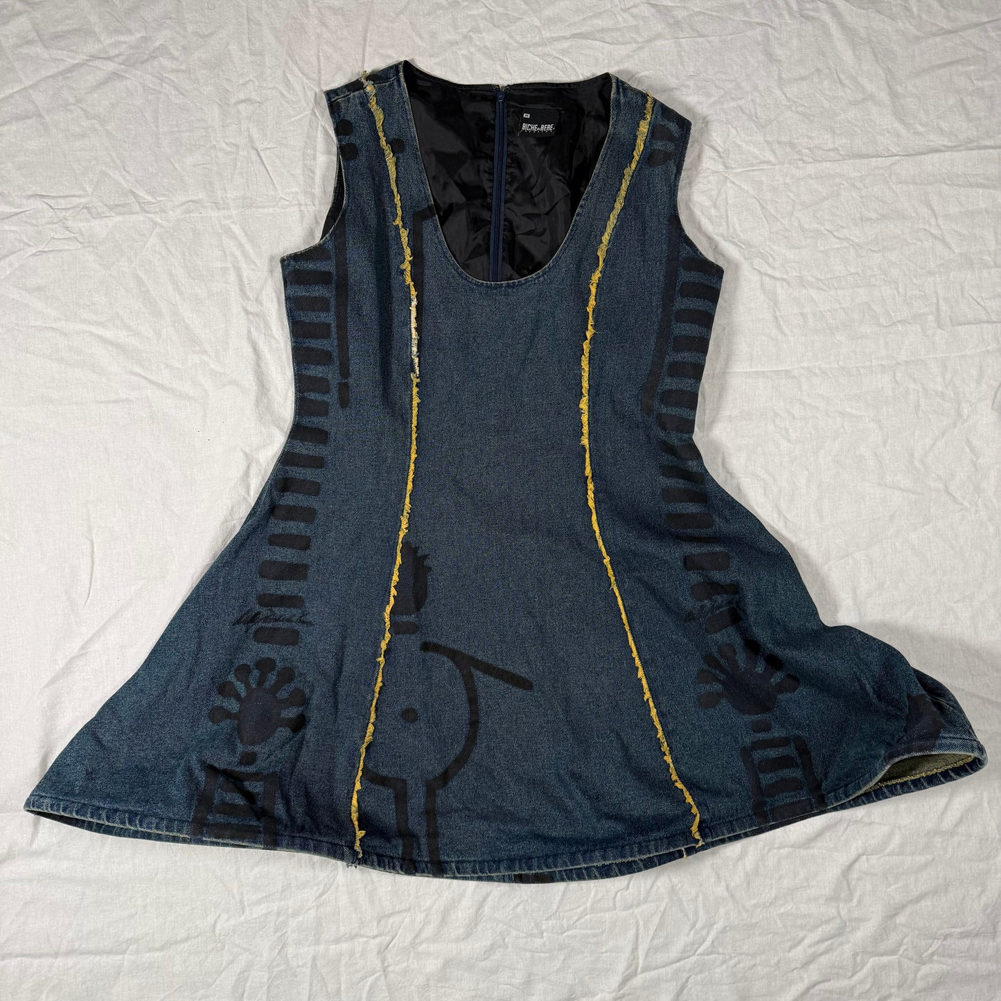 Y2K Vintage Biche de Bère Structured Hoop Skirt Denim Dress – sculptural dress