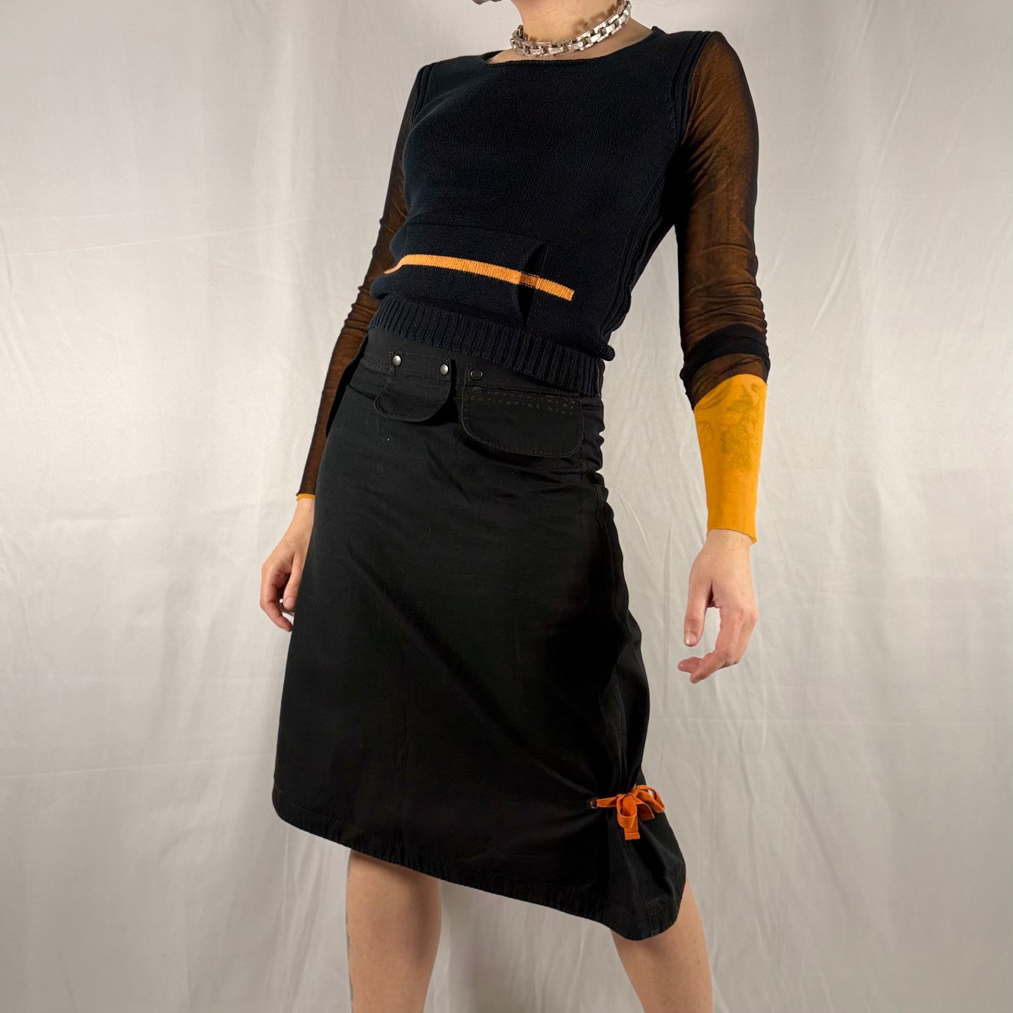 Y2K Vintage Cop Copine Knit & Mesh Long Sleeve Top – Layered Minimalist