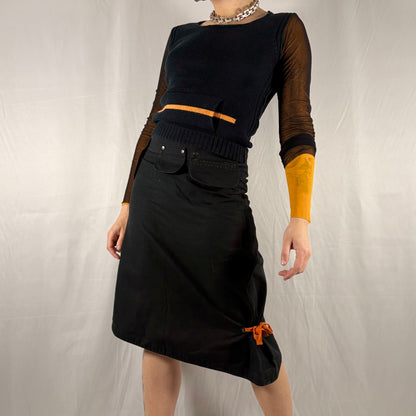 Y2K Vintage Cop Copine Knit & Mesh Long Sleeve Top – Layered Minimalist