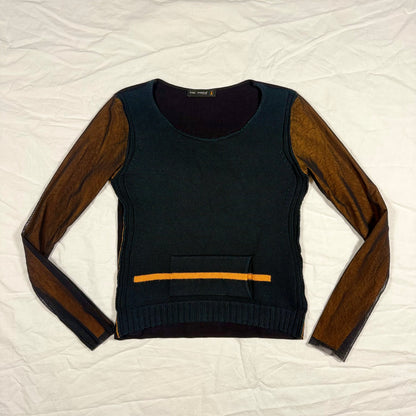 Y2K Vintage Cop Copine Knit & Mesh Long Sleeve Top – Layered Minimalist