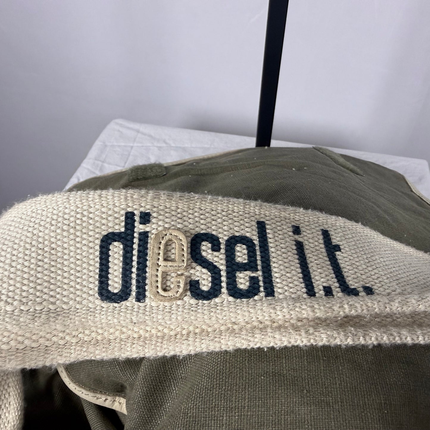Y2K Vintage Diesel Linen Messenger Bag Cargo Utility Olive Green