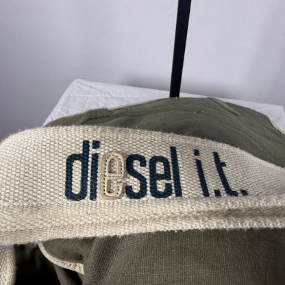 Y2K Vintage Diesel Linen Messenger Bag Cargo Utility Olive Green