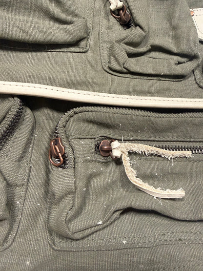 Y2K Vintage Diesel Linen Messenger Bag Cargo Utility Olive Green