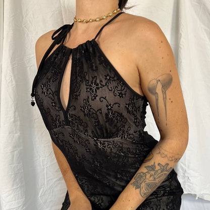 Y2K Vive Maria Lace Overlay Keyhole Mini Dress