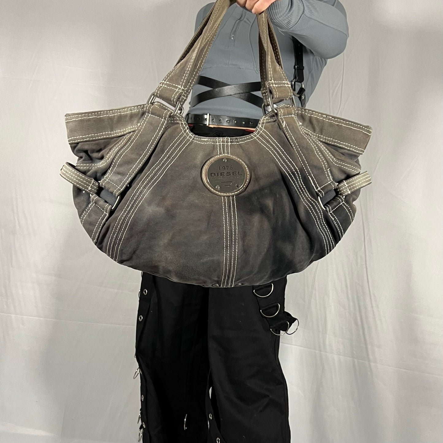 Y2K Utility Techwear Gorpcore Cyber Diesel Bag Tie Dye Hobo Bag