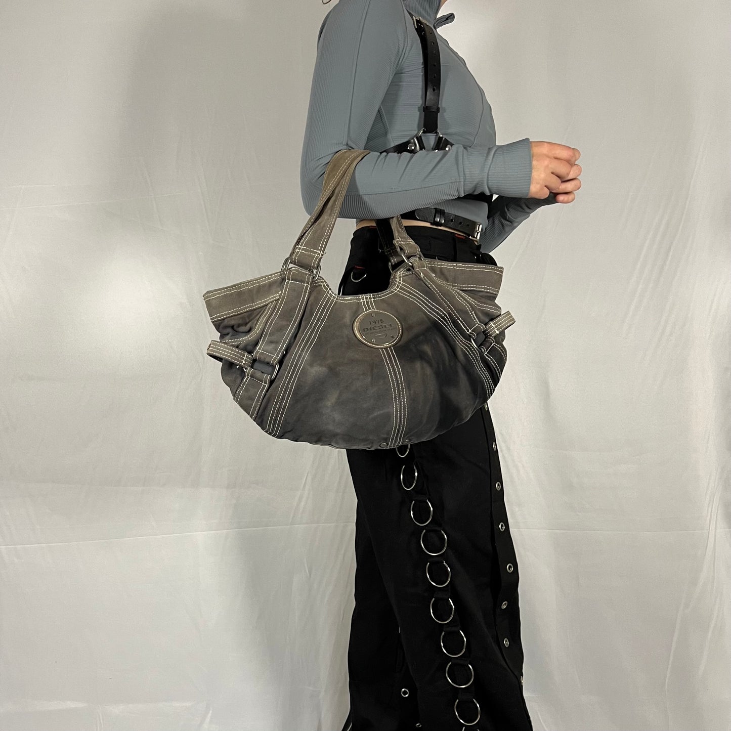 Y2K Utility Techwear Gorpcore Cyber Diesel Bag Tie Dye Hobo Bag