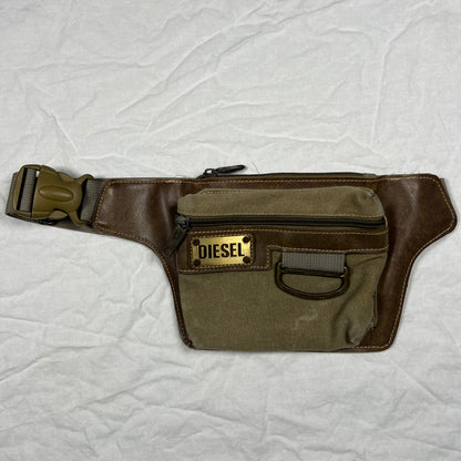 Y2K Diesel Leather & Canvas Utility Sling Bag – Cargo Belt Bag