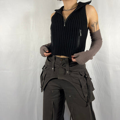 Y2K Sarah Pacini Wool Blend Half-Zip Vest – Minimal Knit