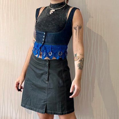 Y2K Cop Copine Asymmetrical Utility Skirt – PVC Logo Detail