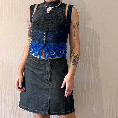 Y2K Cop Copine Asymmetrical Utility Skirt – PVC Logo Detail