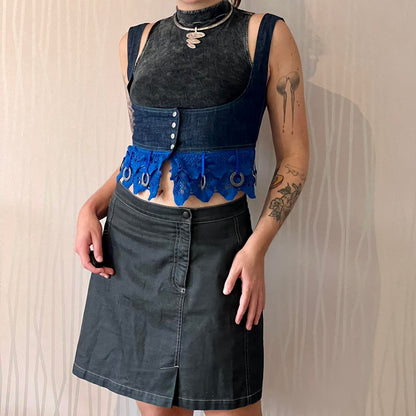 Y2K Cop Copine Asymmetrical Utility Skirt – PVC Logo Detail
