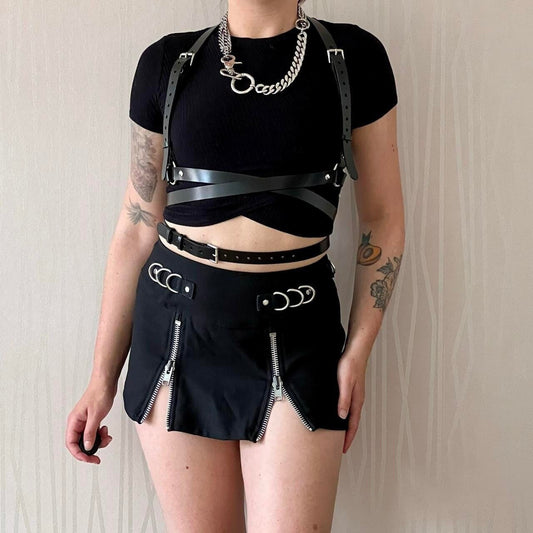 Lip Service 90s Cyber Goth Bondage Micro Mini Skirt Emo Rave Punk Mini Skirt