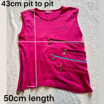 Punkyfish Cut out Tank Top Y2K Cyber Rave Club Kid Techwear Neon Deconstructed Zipper Top