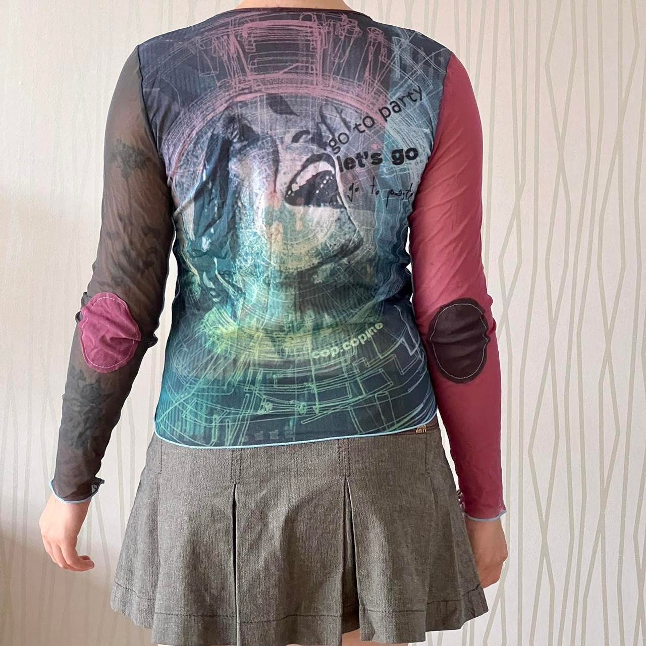 Cop Copine Mesh Top Cyber Y2K Graphic Rave Techwear Long Sleeve Top