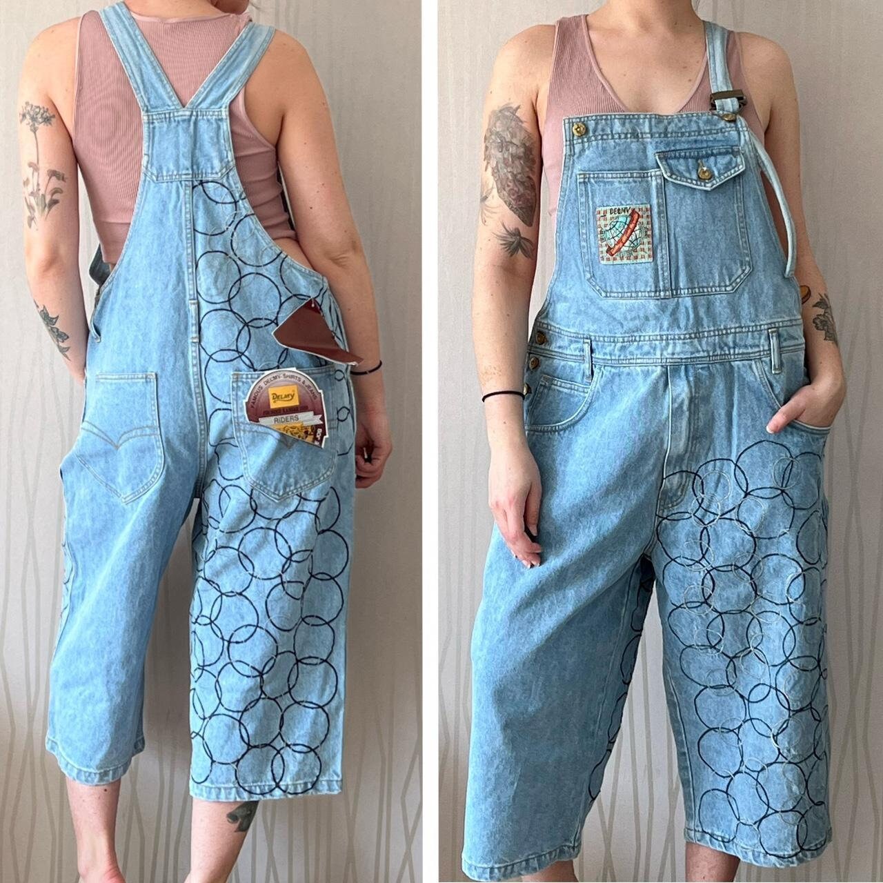 90’s Denim Overalls Embroidered Patchwork Deadstock Techwear Coveralls