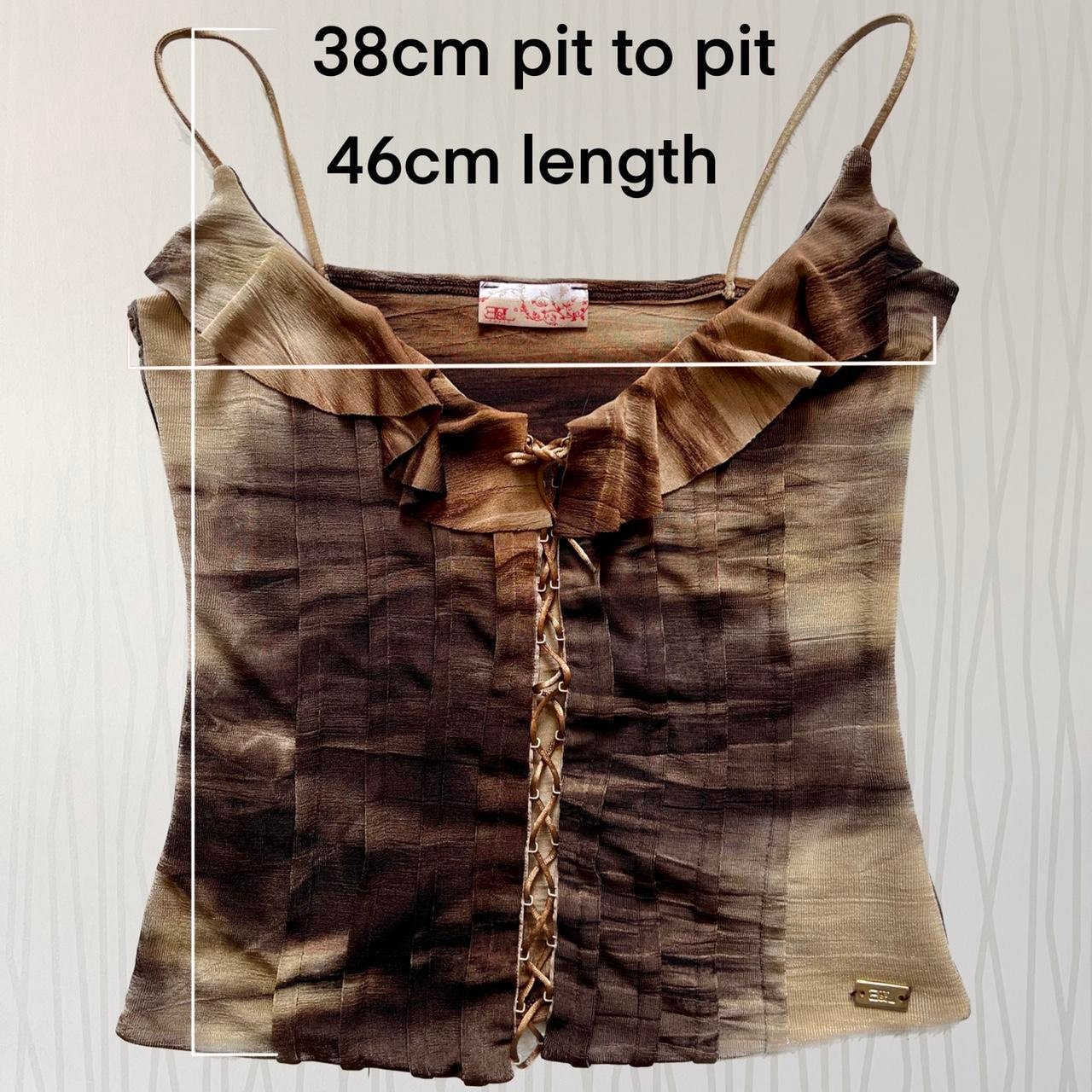 Coquette Tank Top Y2K Fairy Grunge Corset Lace Up Earthtone Ruffle Top