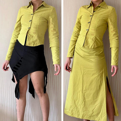 Y2K Biche de Bère 3-Piece Set – Textured Blouse & Layered Skirts