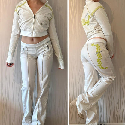 Y2K Diesel Tracksuit Two-Piece Set – Cream & Lime