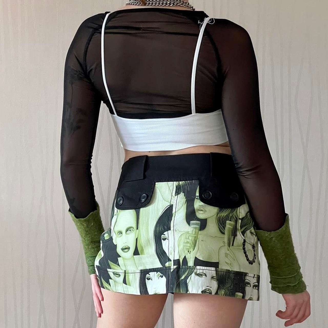 Custo Barcelona Mini Skirt Champagne Girls Graphic Techwear Utility Rave Micro Mini Skirt