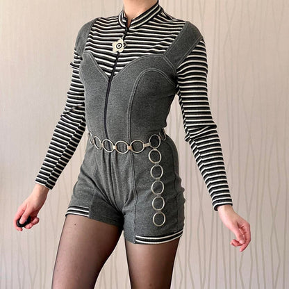 90s / Y2K Cop Copine Zip-Front Romper – Old Label